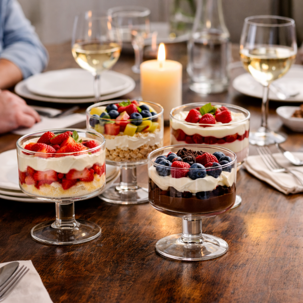 4-Piece Mini Trifle Bowl Set - Elegant Dessert Serving Glasses