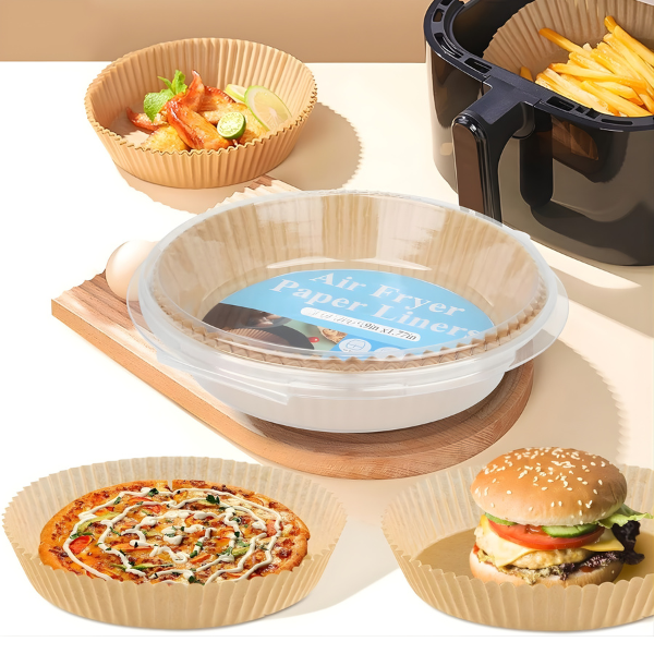 Round Air Fryer Paper Liners - 50 Pack Disposable Liners