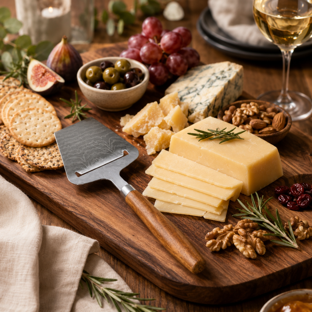 Stainless Steel Cheese Slicer with Wooden Handle – 22 cm Cheese Cutter & Serving Tool