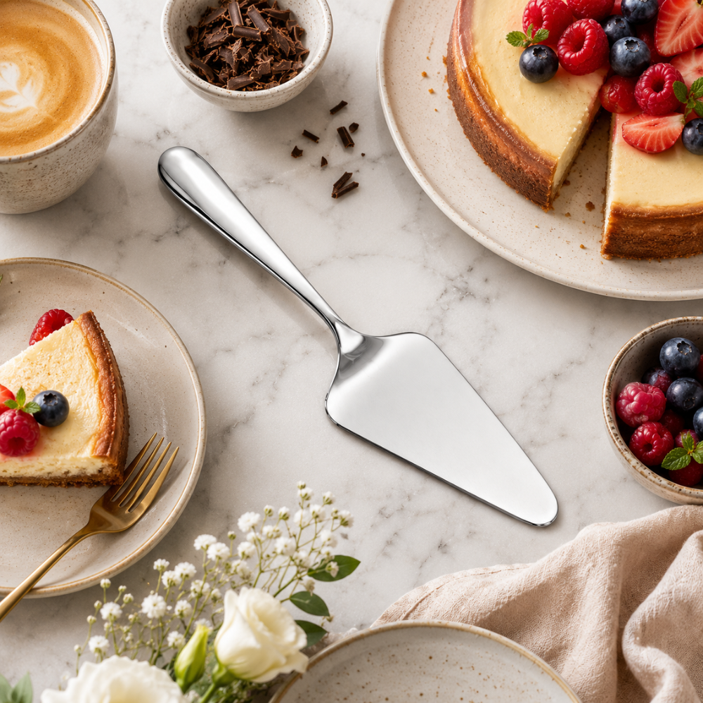 Stainless Steel Cake Server – 25 cm Dessert & Pie Serving Spatula