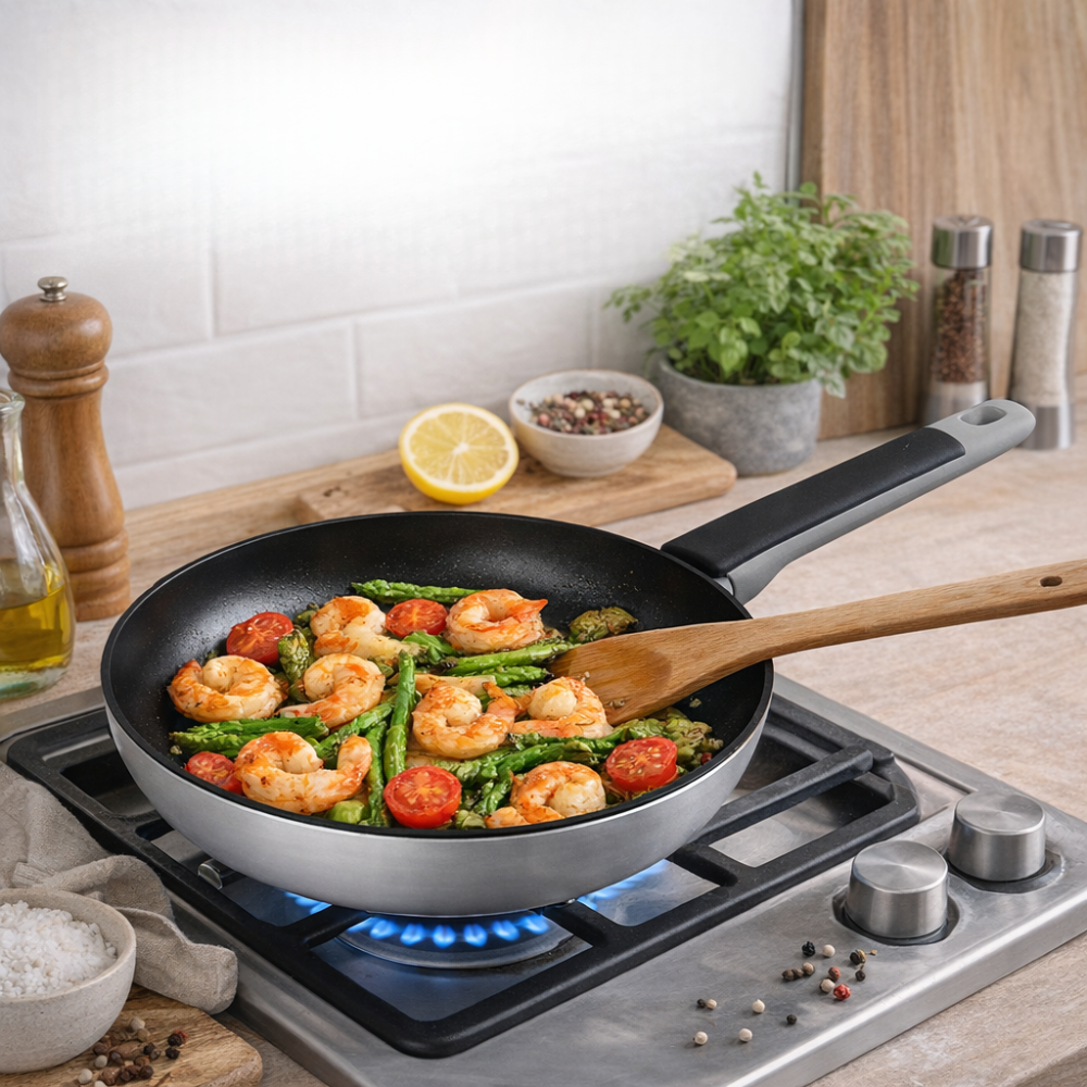 Non-Stick Frying Pan - Aluminium Cooking Pan with Heat-Resistant Handle