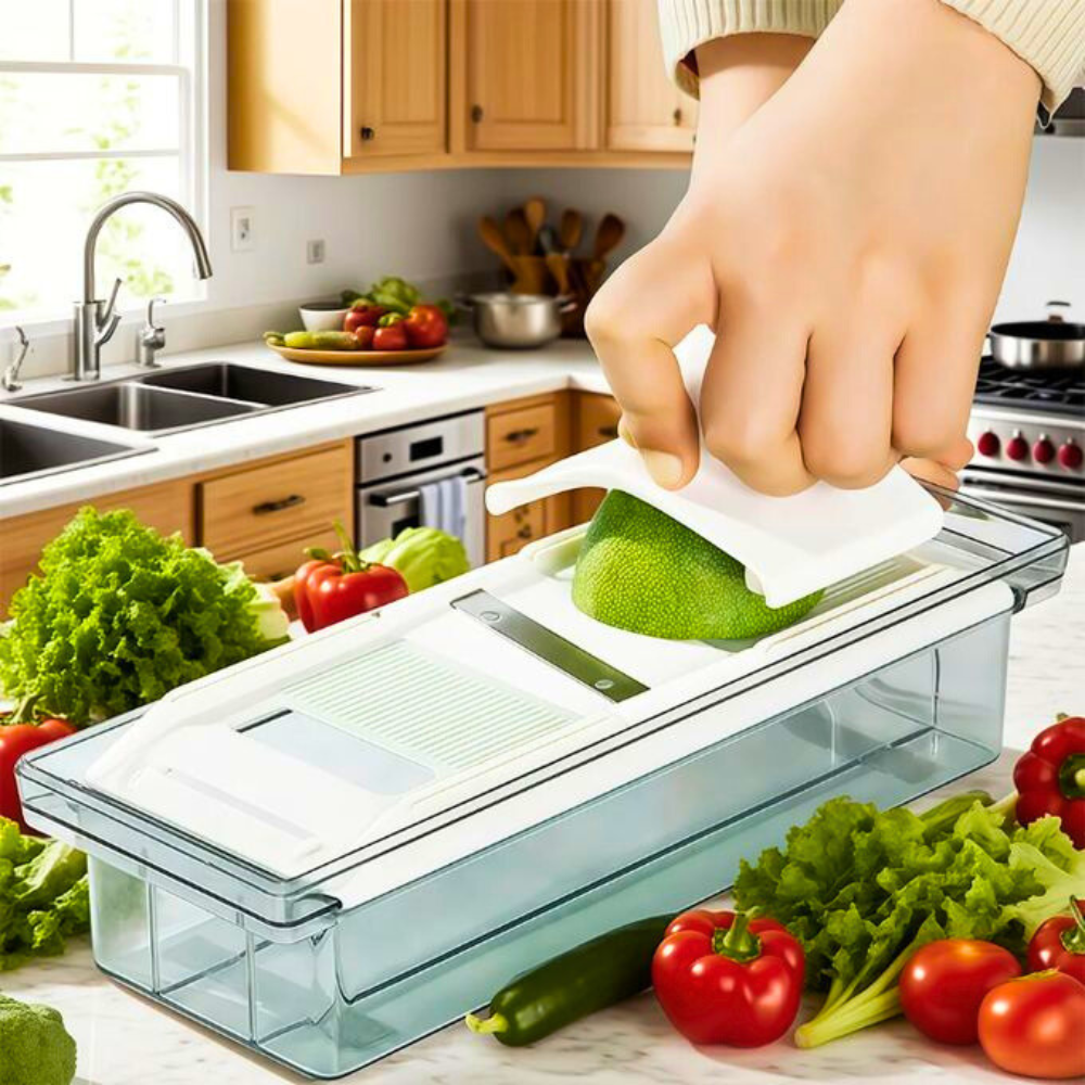 Multi-Function Mandoline Slicer & Grater Set & Garlic Press Combo