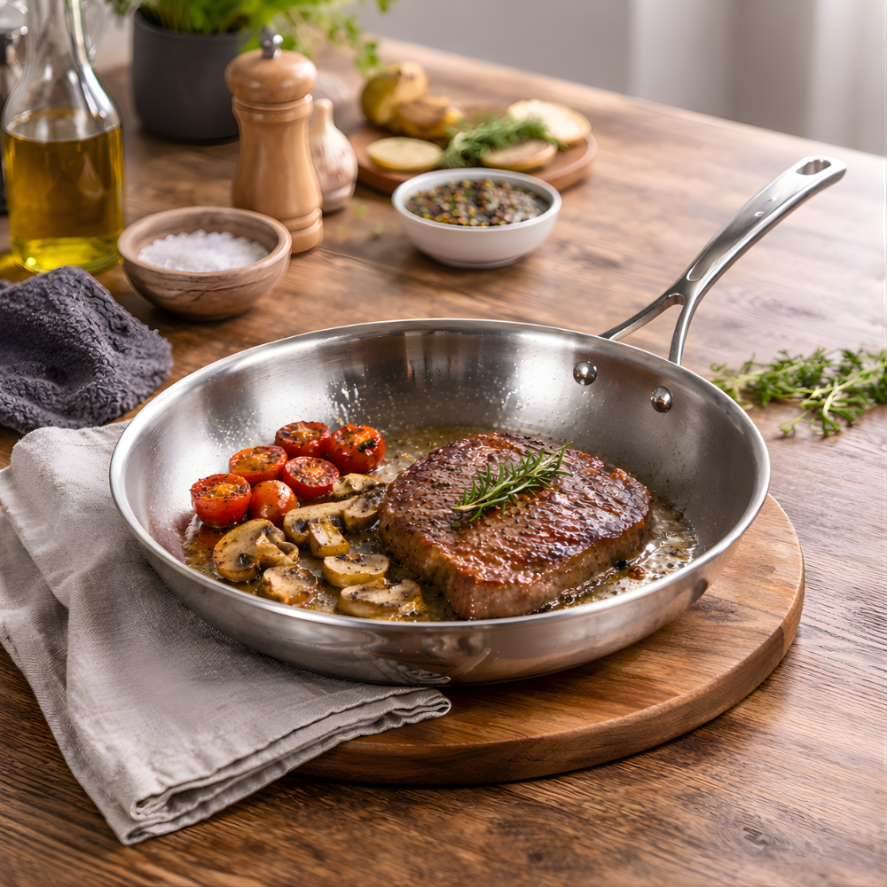 Stainless Steel Frying Pan - Premium Chef's Classic Frying Pan