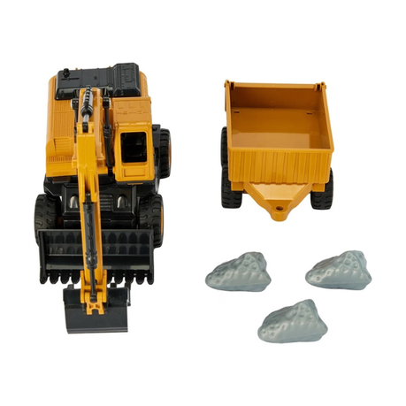 Construction Excavator Toy Set with Trailer & Accessories – Kids Engineering Play Vehicle Set