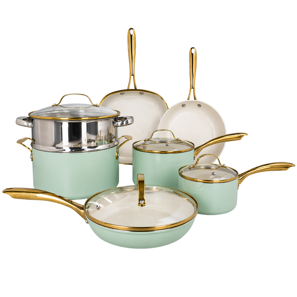 Premium Non-Stick Cookware Set with Glass Lids – Multi-Colour Variants