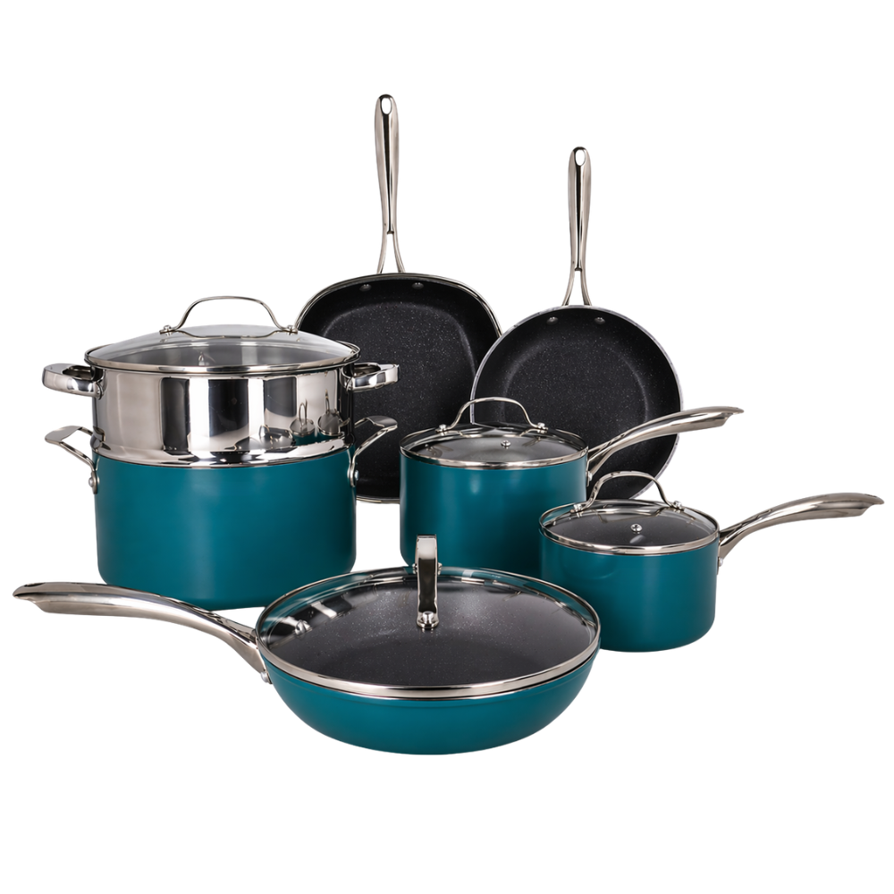 Premium Non-Stick Cookware Set with Glass Lids – Multi-Colour Variants