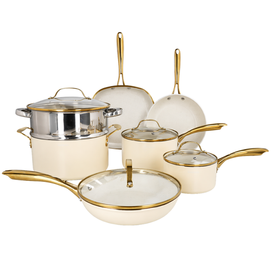 Premium Non-Stick Cookware Set with Glass Lids – Multi-Colour Variants