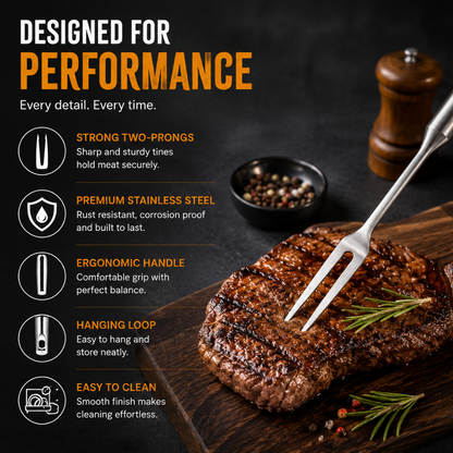 Stainless Steel Carving Fork – 2 Prong Kitchen Serving Fork