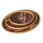 3 Piece Marble & Bamboo Serving Tray Set – Round Nesting Platters for Serving & Display