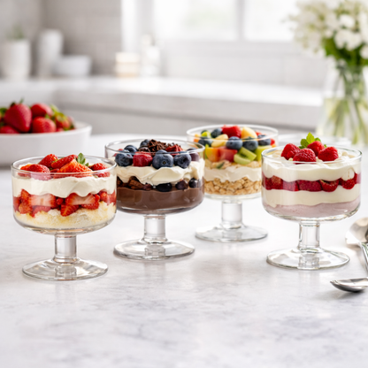 4-Piece Mini Trifle Bowl Set - Elegant Dessert Serving Glasses