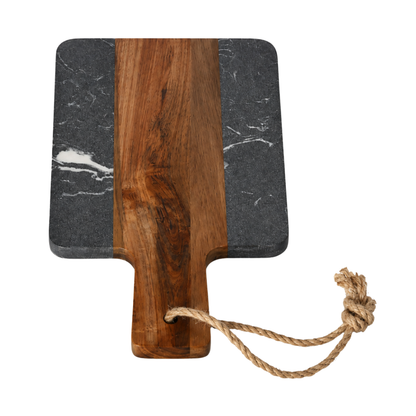 Acacia Wood & Marble Serving Board – 25 cm Premium Cheese & Charcuterie Board