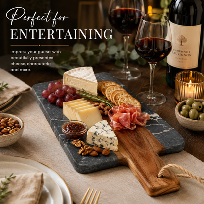 Acacia Wood & Marble Serving Board – 25 cm Premium Cheese & Charcuterie Board