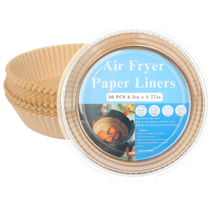 Round Air Fryer Paper Liners - 50 Pack Disposable Liners