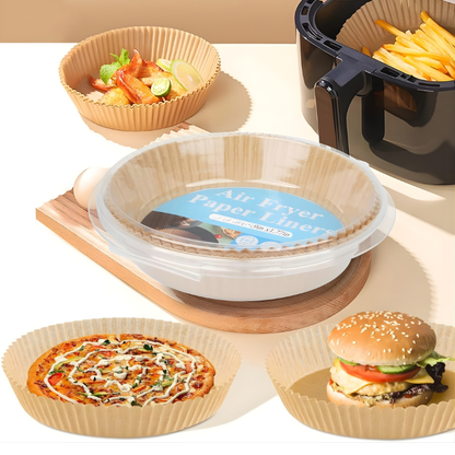 Round Air Fryer Paper Liners - 50 Pack Disposable Liners