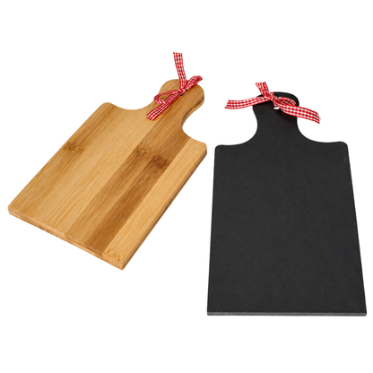 Bamboo & Slate Serving Board Set – 2 Piece Kitchen & Cheese Board Set