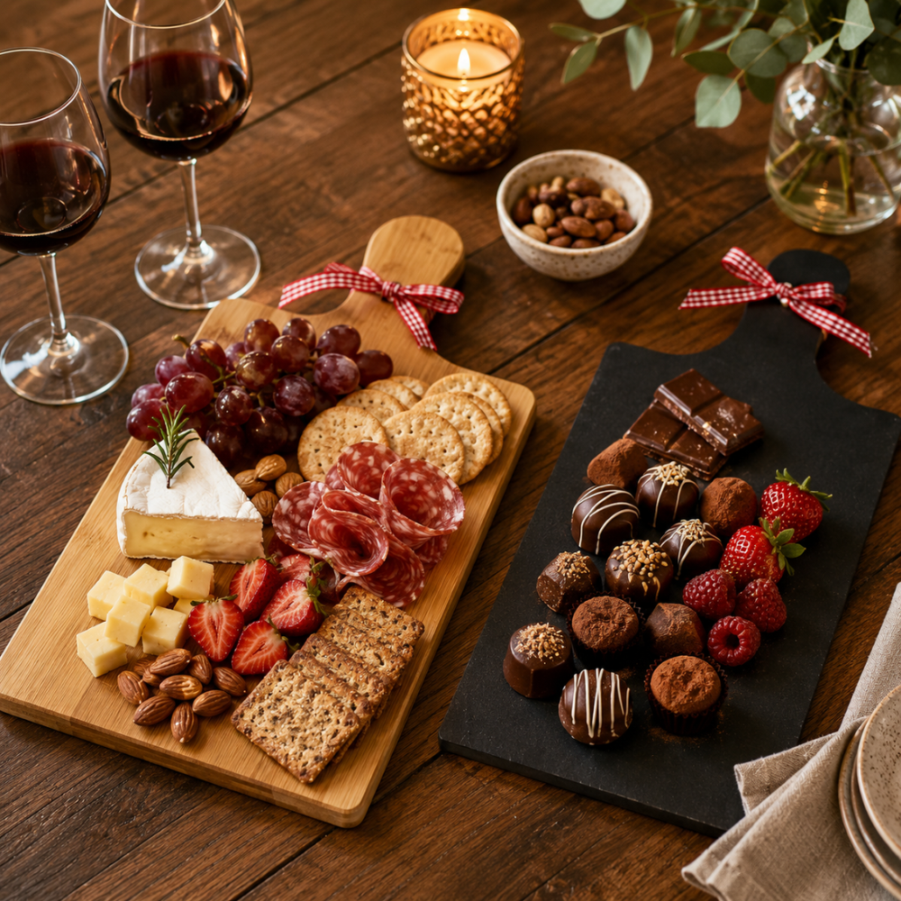 Bamboo & Slate Serving Board Set – 2 Piece Kitchen & Cheese Board Set