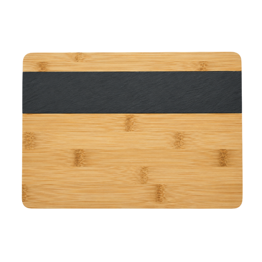 Bamboo & Slate Serving Board – 27 cm Modern Cheese and Snack Platter Board
