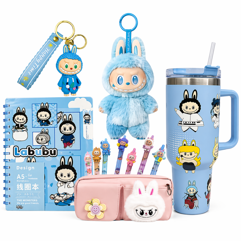 Big Into Energy Plush Keychain Gift Set – Stationery & Tumbler Bundle