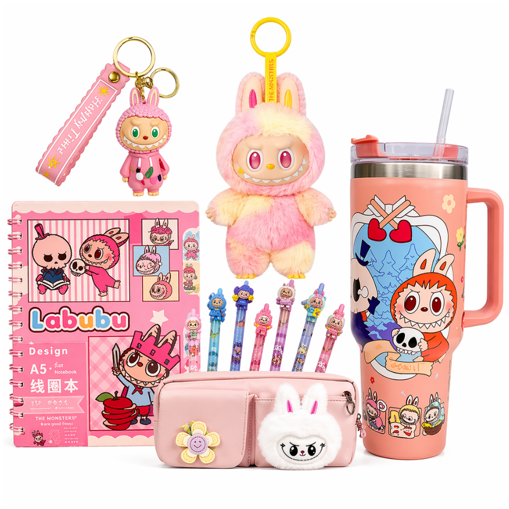 Big Into Energy Plush Keychain Gift Set – Stationery & Tumbler Bundle