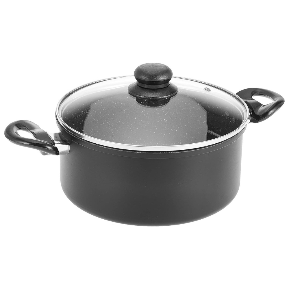 Black Non-Stick Casserole Pot with Glass Lid - Everyday Cooking Essential