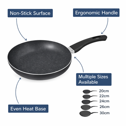Black Non-Stick Frying Pan - Durable Everyday Cooking Pan