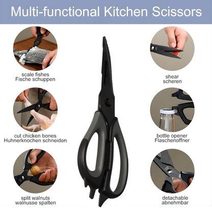 6-Piece Wooden Kitchen Utensil Set with Silicone Handles & Kitchen Scissors
