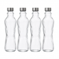 4-Piece Glass Bottle Set with Stainless Steel Lids – Elegant Reusable Beverage Bottles