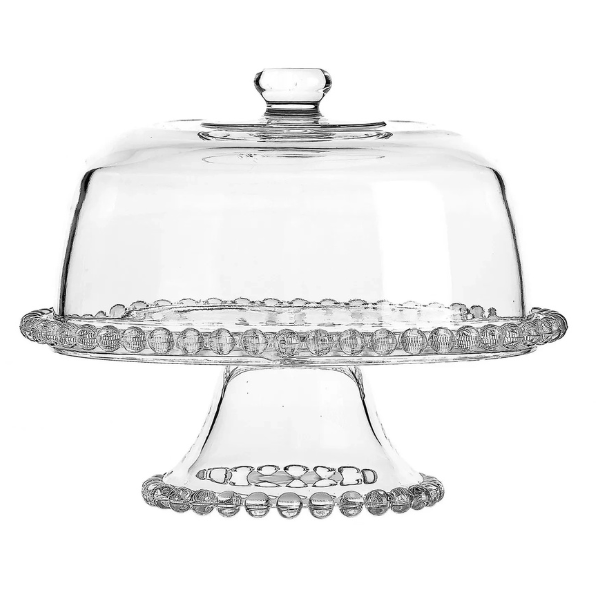 Glass Cake Stand with Dome Lid - Elegant Dessert & Pastry Display Server