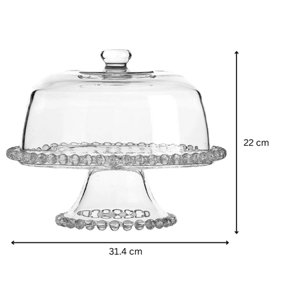 Glass Cake Stand with Dome Lid - Elegant Dessert & Pastry Display Server