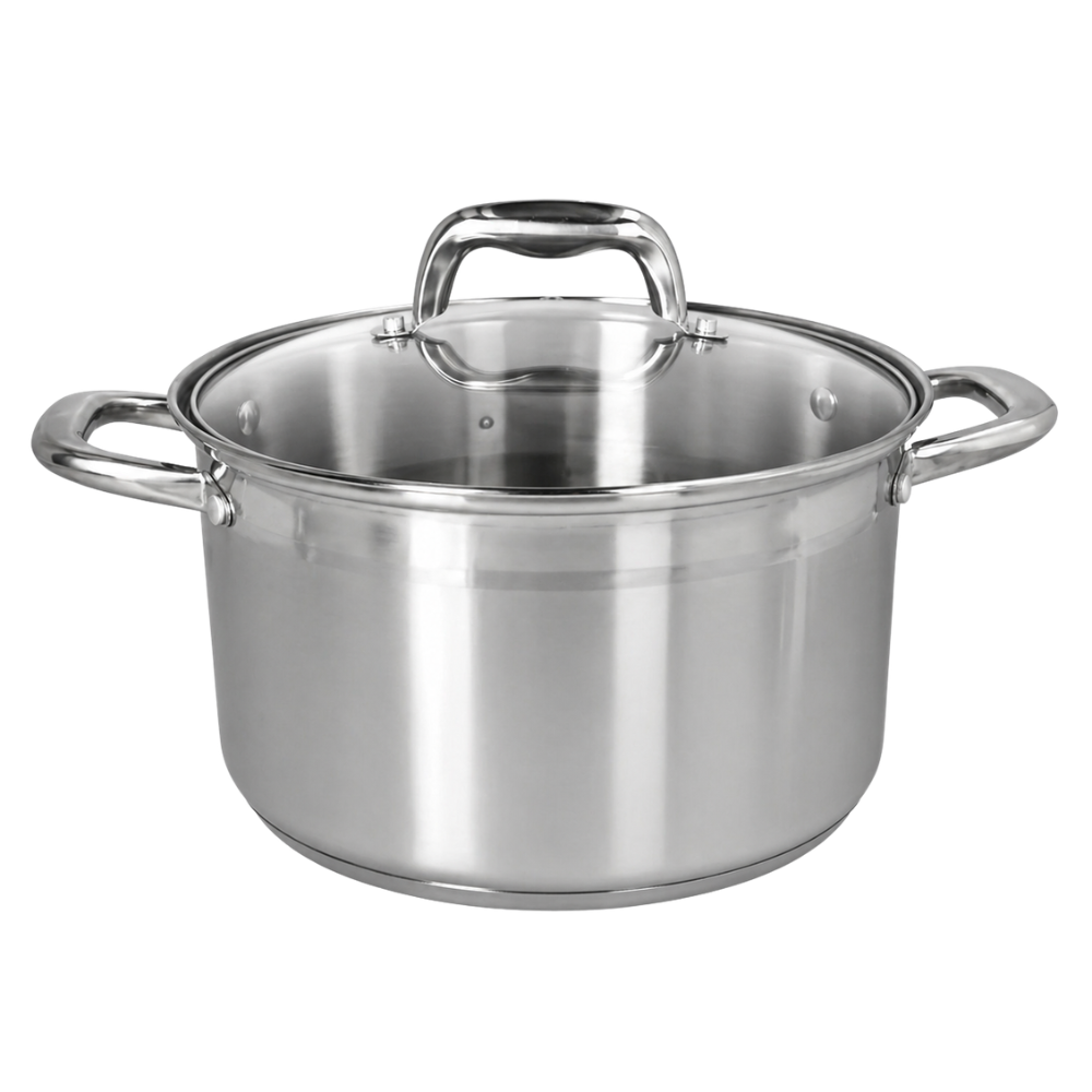 Stainless Steel Cooking Pot with Lid – 6L Durable Multi-Purpose Stock Pot
