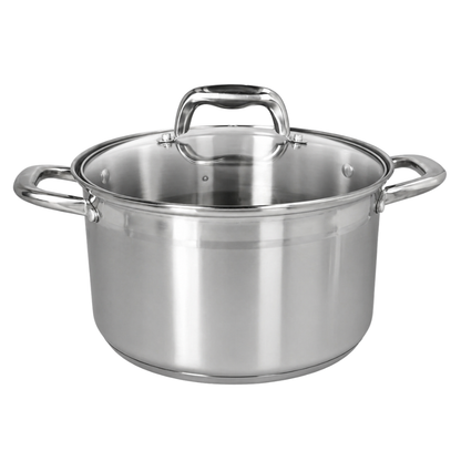 Stainless Steel Cooking Pot with Lid – 6L Durable Multi-Purpose Stock Pot