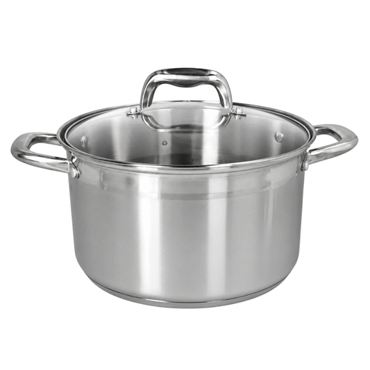 Stainless Steel Cooking Pot with Lid – 6L Durable Multi-Purpose Stock Pot