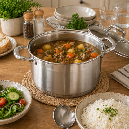 Stainless Steel Cooking Pot with Lid – 6L Durable Multi-Purpose Stock Pot