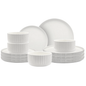 12-Piece White Ceramic Dinner Set - Ribbed Modern Classic Stoneware