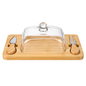 Bamboo Cheese Board Set with Glass Dome & Serving Tools - 28.5 cm