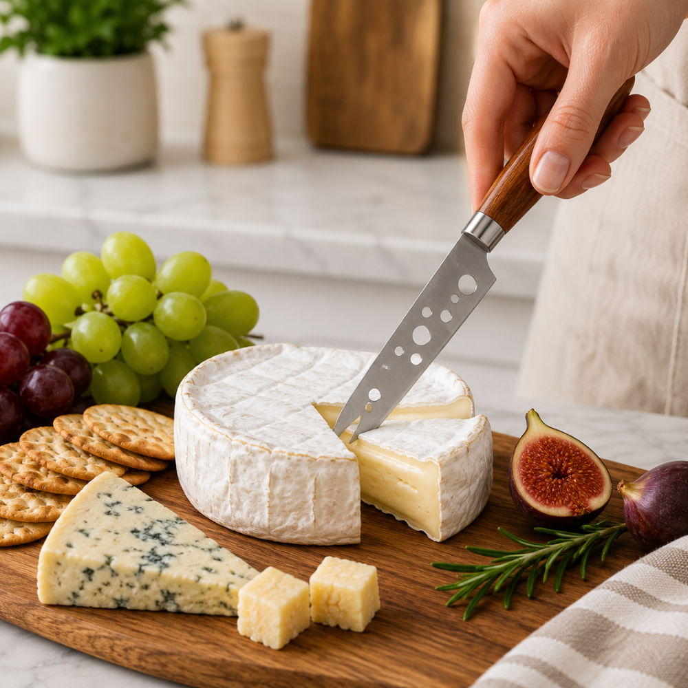 Stainless Steel Cheese Knife – 25.7 cm Wooden Handle Cheese Cutter & Serving Knife