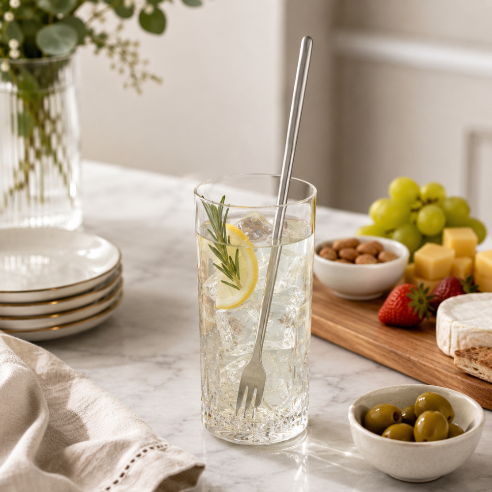Stainless Steel Cocktail Stir Fork – 31.9 cm Long Handle Bar & Garnish Fork