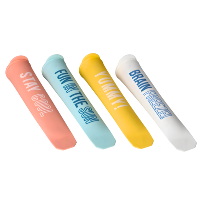 Reusable Ice Pop Moulds - 4-Pack Silicone Popsicle Makers with Fun Designs