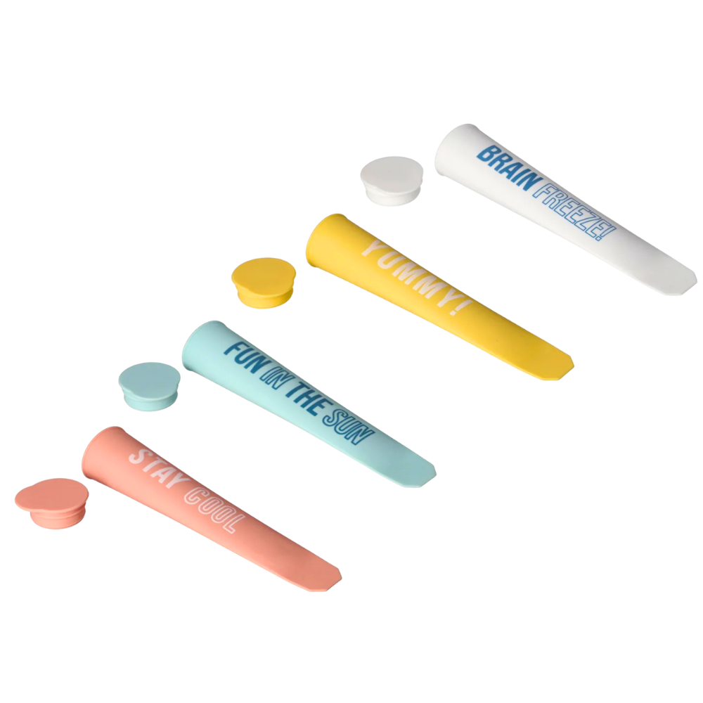 Reusable Ice Pop Moulds - 4-Pack Silicone Popsicle Makers with Fun Designs
