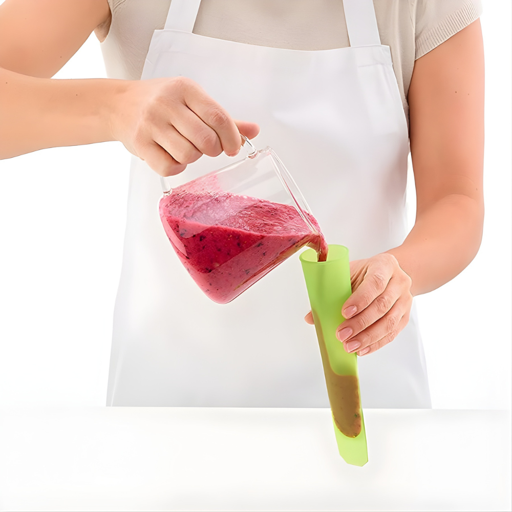 Reusable Ice Pop Moulds - 4-Pack Silicone Popsicle Makers with Fun Designs