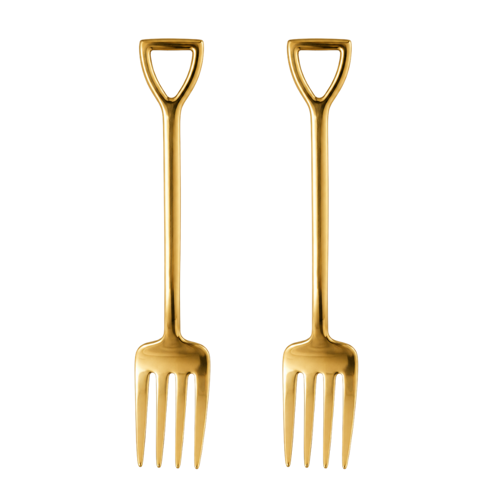 Luxury Gold Dessert Fork Set – 2 Piece 13 cm Stainless Steel Dining Fork Collection