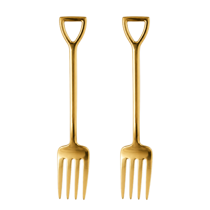 Luxury Gold Dessert Fork Set – 2 Piece 13 cm Stainless Steel Dining Fork Collection
