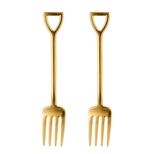 Luxury Gold Dessert Fork Set – 2 Piece 13 cm Stainless Steel Dining Fork Collection