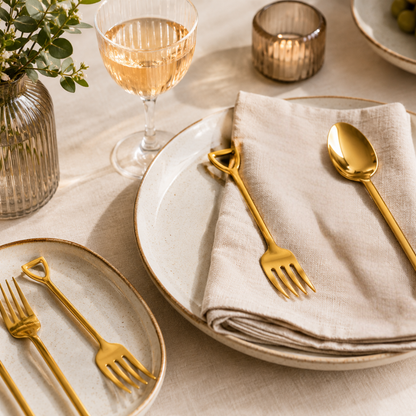 Luxury Gold Dessert Fork Set – 2 Piece 13 cm Stainless Steel Dining Fork Collection
