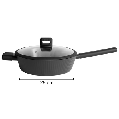 Forged Deep Non-Stick Frying Pan with Glass Lid - Induction Ready - 28 cm