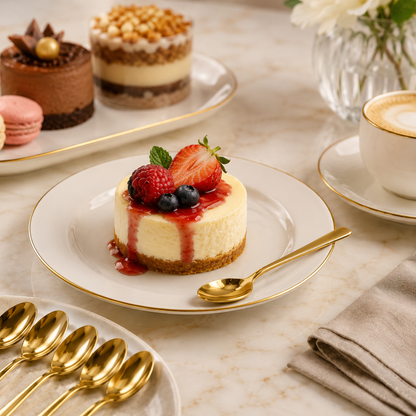 Gold Stainless Steel Dessert Spoon Set – 17 cm 6 Piece Luxury Tea & Dessert Spoon