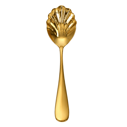 Luxury Gold Shell Dessert Spoon –  13 cm Stainless Steel Tea & Dessert Spoon