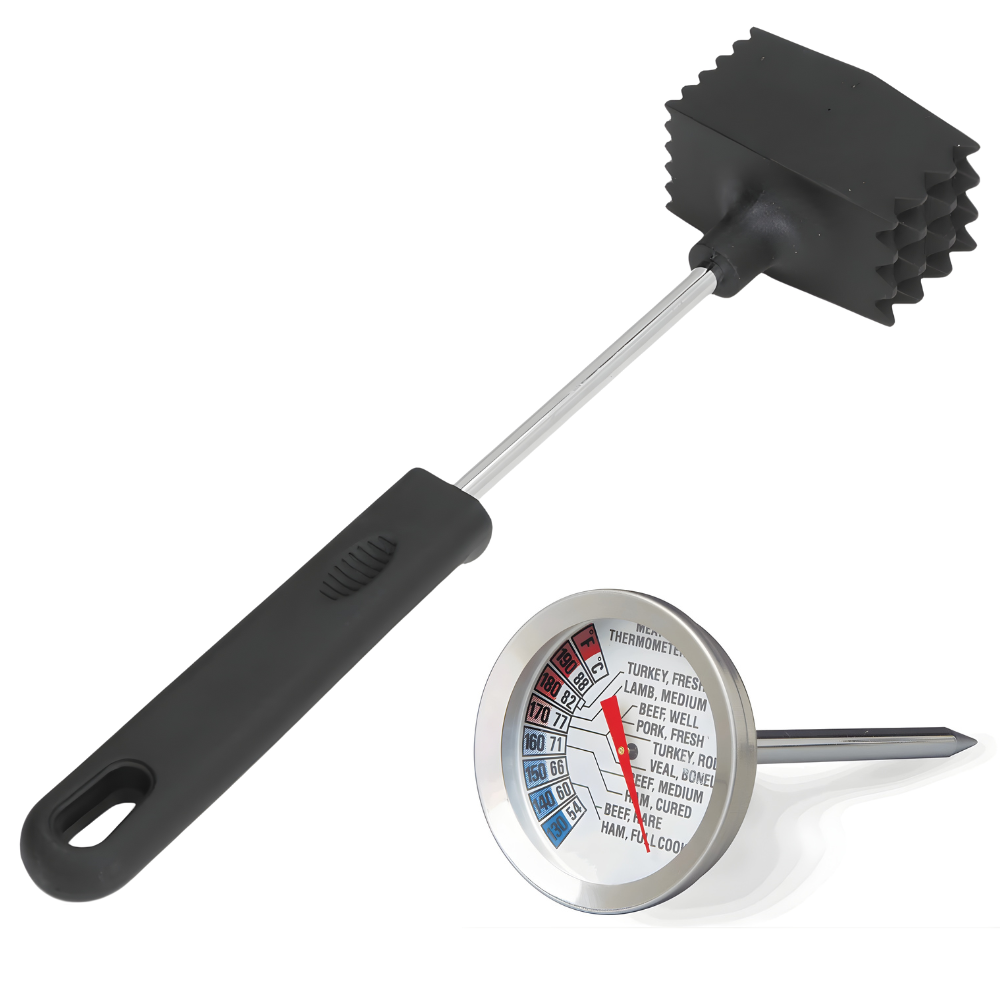 2-Piece Meat Tenderizer Hammer & Cooking Thermometer Set