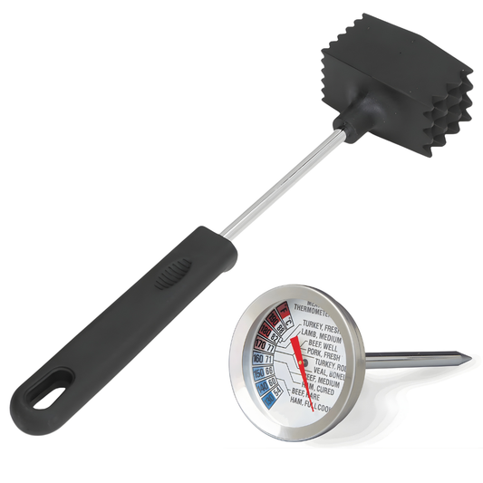 2-Piece Meat Tenderizer Hammer & Cooking Thermometer Set
