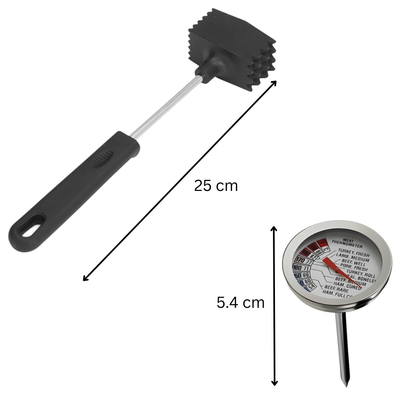 2-Piece Meat Tenderizer Hammer & Cooking Thermometer Set